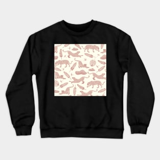 Blush Safari / Wild Cats, Monstera and Birds Crewneck Sweatshirt